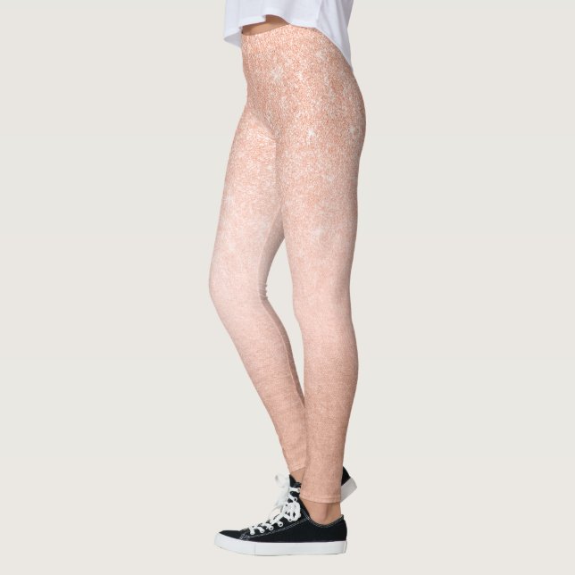 Elegant pretty gradient copper rose gold glitter leggings (Left)