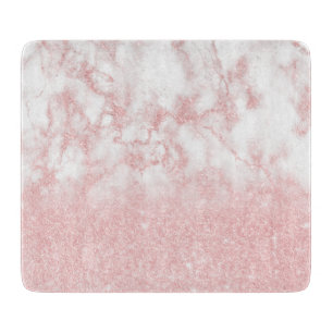 Elegant pretty gradient rose gold glitter marble cutting board