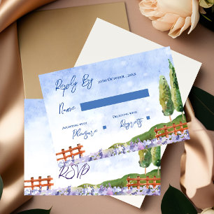 Elegant Pretty Lavender Fields Landscape Wedding RSVP Card