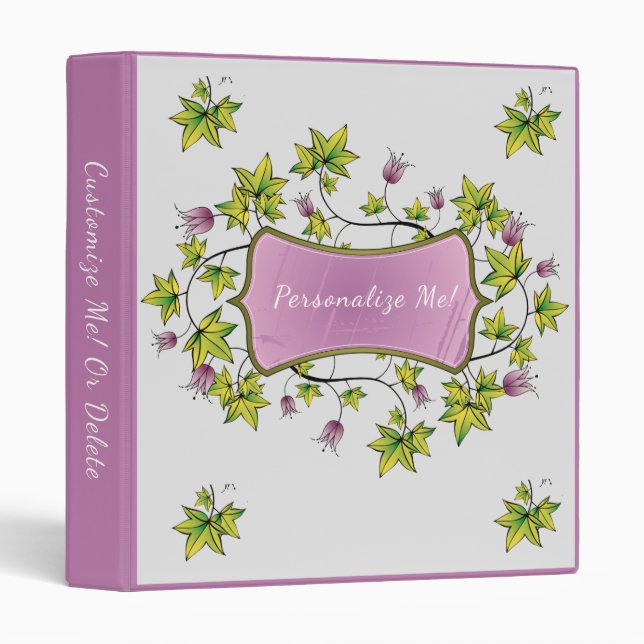 Elegant Pretty Lilac Lavender Floral Foliage Binder (Front/Spine)