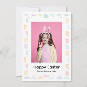 Elegant Pretty Pastel Chic Photo Happy Easter Eggs Holiday Card