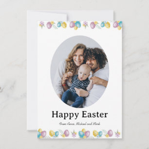 Elegant Pretty Pastel Chic Photo Happy Easter Eggs Holiday Card