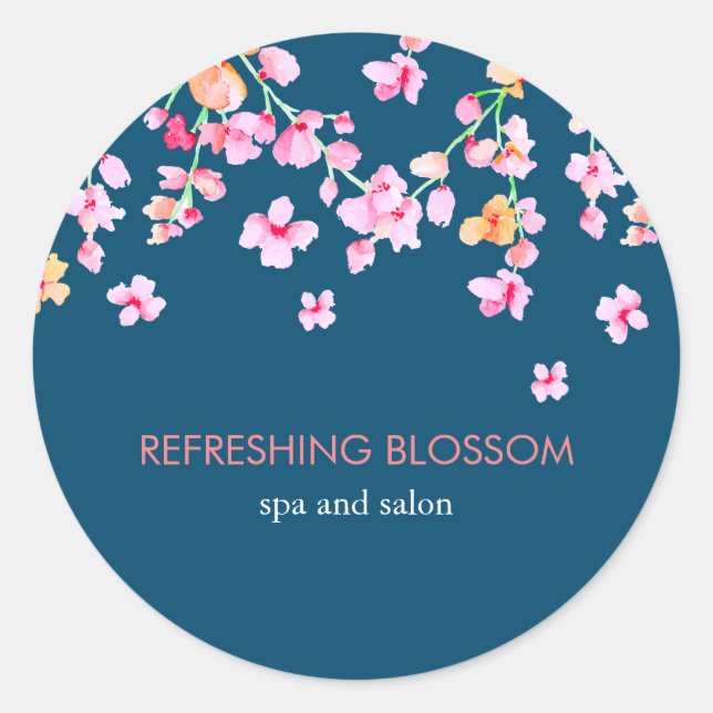 Elegant Pretty Pink Blossom Classic Round Sticker (Front)