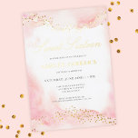 Elegant Pretty Pink Gold Glitter Sweet 16 Birthday<br><div class="desc">This lovely Sweet 16 birthday invitation features a soft and sweet pink watercolor background accented with REAL FOIL and faux gold glitter dots. "Sweet Sixteen" and your child's name are in raised foil also. The typography is elegant and timeless. This design has coordinating party accessories... See more items in the...</div>