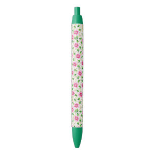 Elegant Pretty Pink Wedding Pattern Black Ink Pen