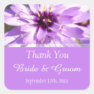 Elegant, pretty purple daisy flower thank you square sticker