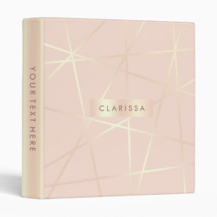 Elegant pretty rose gold & blush pink geometric binder