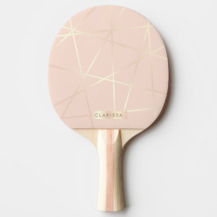 Elegant pretty rose gold & blush pink geometric ping pong paddle