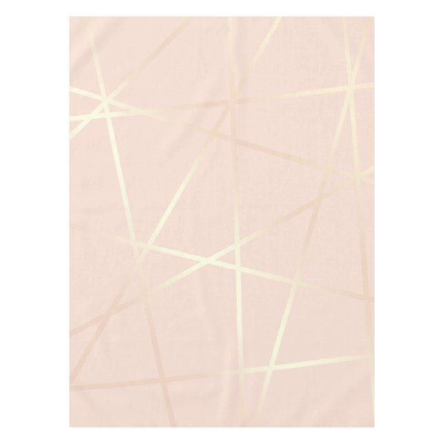 Elegant pretty rose gold & blush pink geometric tablecloth (Front)