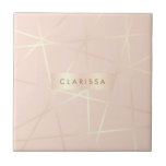 Elegant pretty rose gold & blush pink geometric tile<br><div class="desc">Stylish faux copper rose gold & blush pink geometric pattern.</div>