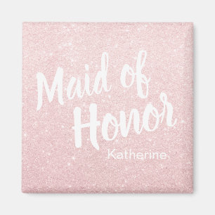 Elegant pretty rose gold glitter maid of honour magnet