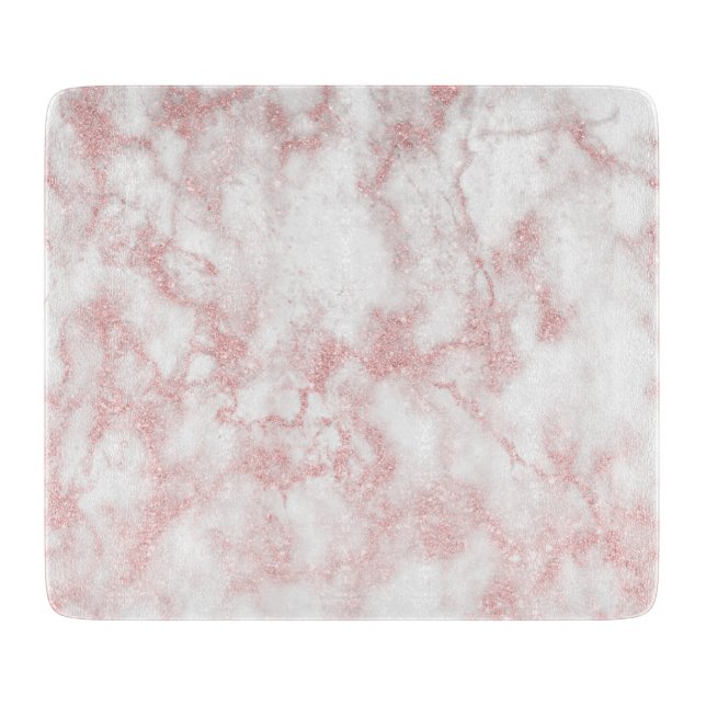 Elegant pretty rose gold glitter white marble cutting board (Front)