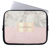 Elegant pretty rose gold glitter & white marble