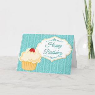 Elegant Pretty Vanilla Cupcake Happy Birthday Card