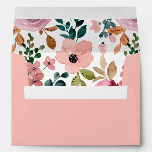 Elegant Pretty Watercolor Colourful Flowers Pink Envelope