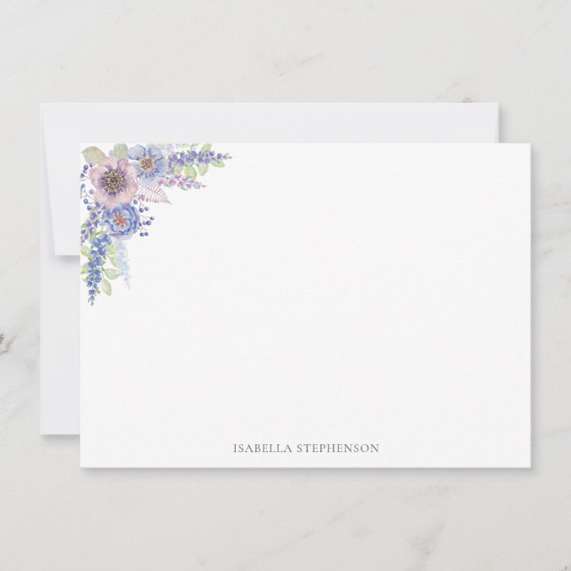 Elegant Pretty Watercolor Floral Personalized Card (Front)