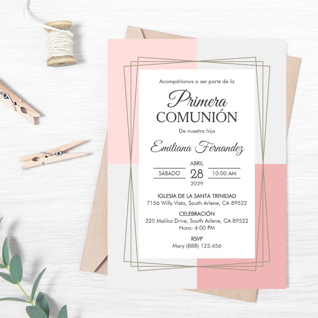 Elegant Primera Comunion Catholic First Communion Invitation (Creator Uploaded)