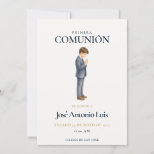 Elegant Primera Comunión  Niño Rezando Invitation