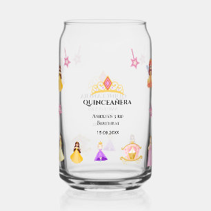 Elegant Princess Birthday Celebration Can Glass