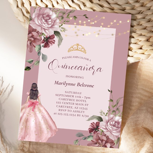 Elegant Princess Floral Quinceañera Invitation (Creator Uploaded)