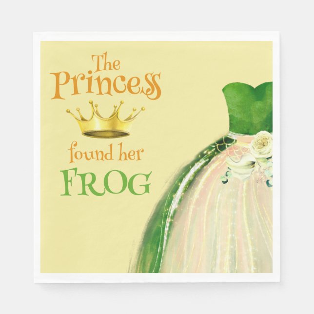 Elegant Princess Frog Bridal Shower Thank you Napkin (Front)