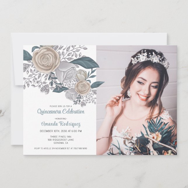 Elegant Princess Photo Quinceanera Party  Invitation (Front)