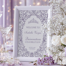 Elegant Princess Tiara Floral Quinceanera Welcome