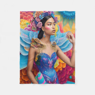 Elegant princess with wings fleece blanket