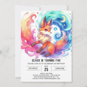 Elegant Printable Fox Birthday Invitation