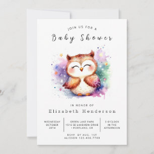 Elegant Printable Owl Baby Shower Invitation