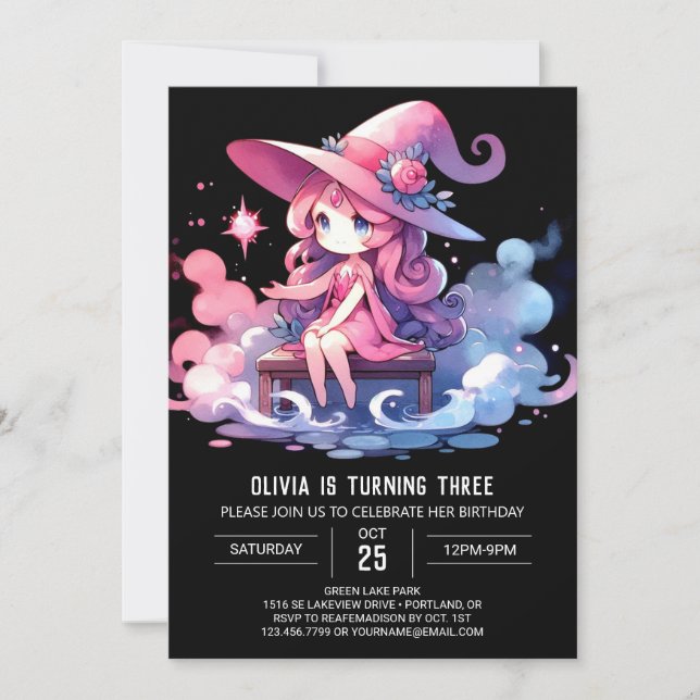 Elegant Printable Wizard Birthday Invitation (Front)
