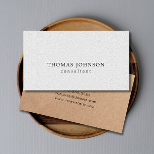Elegant PRINTED Kraft Texture White Consultant Business Card