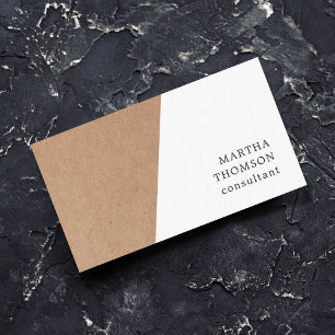 Elegant Printed Kraft White Geometric Consultant Business Card