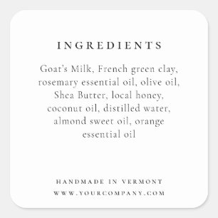 Elegant Product Ingredient Label