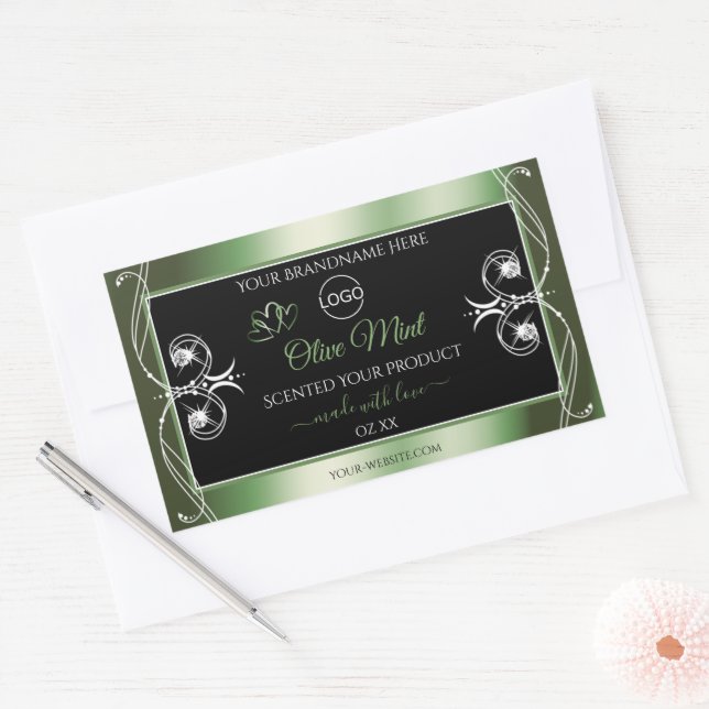 Élégant produit noir vert Étiquette bijoux et logo (Enveloppe)