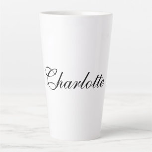Elegant Professional Add Name Plain Black White Latte Mug