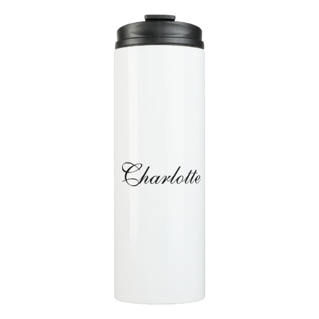Elegant Professional Add Name Plain Black White Thermal Tumbler (Front)
