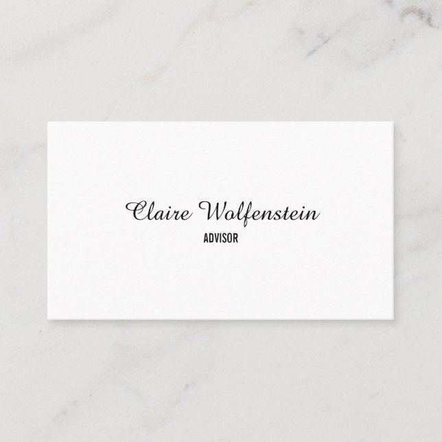 Elegant Professional Black and White Script Business Card (Front)
