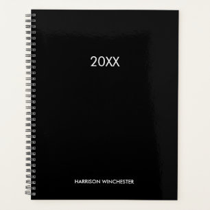 Elegant professional black custom name year simple planner
