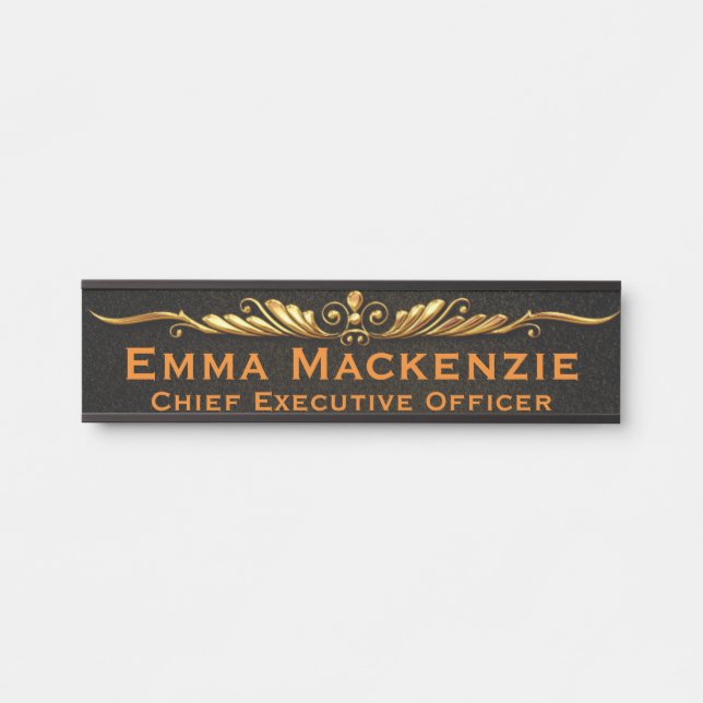 Elegant Professional Black & Gold Office Door Sign (Front)