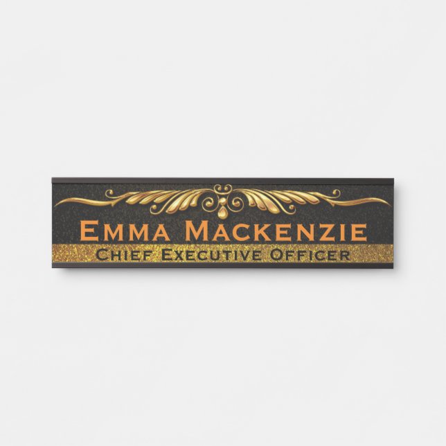 Elegant Professional Black & Gold Office Door Sign (Front)