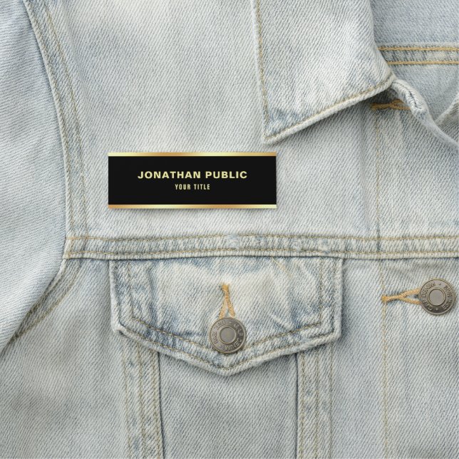 Elegant Professional Black & Gold Template Trendy Name Tag (In Situ)