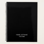 Elegant professional black name title business planner<br><div class="desc">Minimalist black and white custom text elegant planner.
Fully customizable white text,  black solid plain background.
You can customize it with name and last name and title,  year,  company name,  professionals,  business,  etc</div>