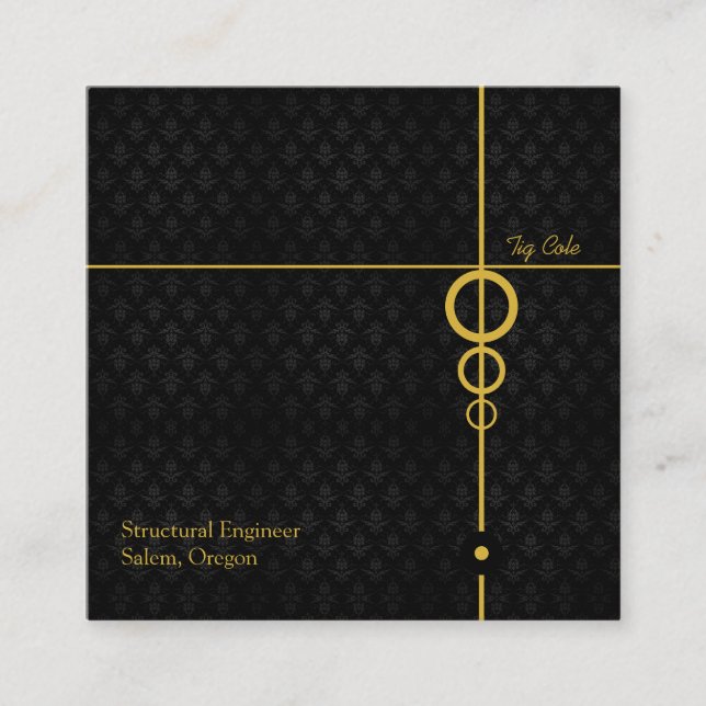 Elegant Professional Black Pattern Square Business Card (Front)