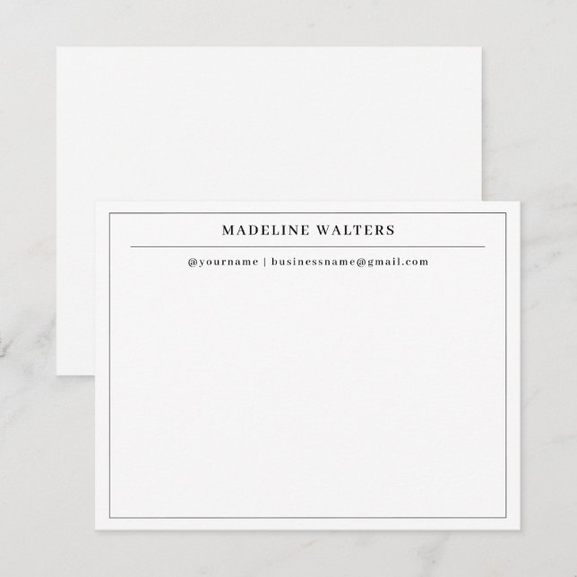 Elegant Professional Black White Monogram Border Card (Front/Back)