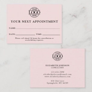 Elegant Professional Blush Pink Simple Reminder Appointment Card