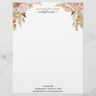Elegant Professional Business Boho Floral Letterhead