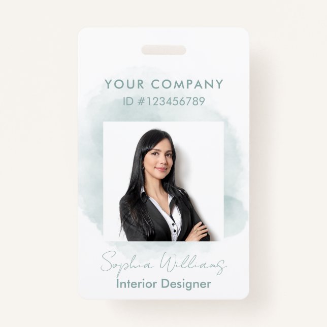 Elegant Professional Business Watercolor Signature Badge (Front)