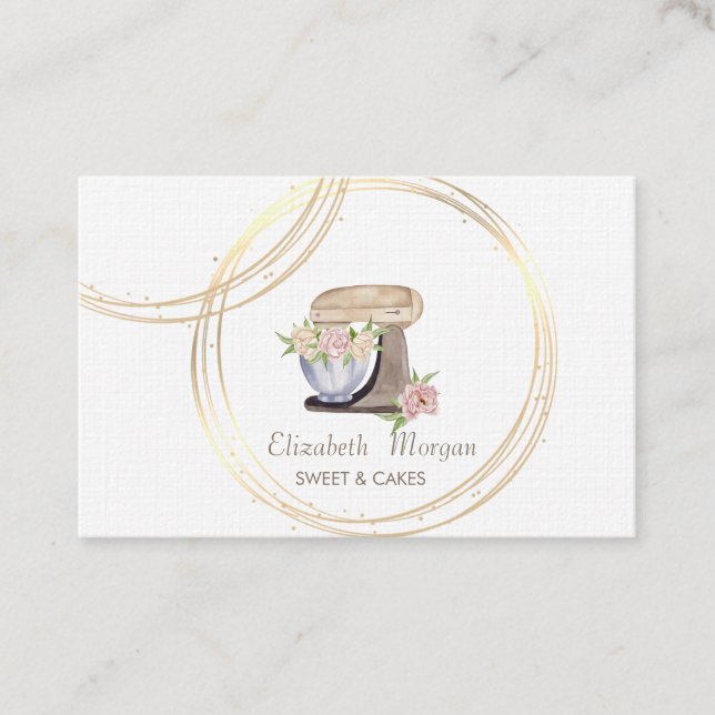 Elegant Professional  Circles Retro Cake Mixer  Business Card (Front)