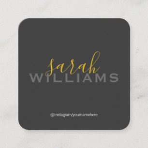 Elegant Professional Cursive / Grey Square Business Card